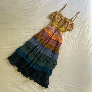 Tiered Rainbow Midi Sundress